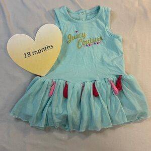 Juicy Couture sleeveless dress with Blue Tulle Skirt and pink/red tassels